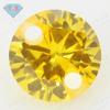 Huagang Gema Redonda Amarillo Dorado Doble Agujero Zircón Perforado Piedra Desnuda Síntesis Zirconia Cúbica con Agujeros