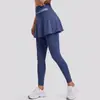 Pantalones de Yoga Juyitang de Dos Piezas Falsas Nuevos para Mujer, Color Combinado Casual Nude, Cintura Alta Levanta Glúteos, Pantalones Deportivos de Fitness