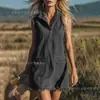 2026 Ropa de Trabajo Casual de Verano y Primavera Nueva Colección Europea y Americana de Comercio Exterior Transfronterizo Vestido sin Mangas con Media Cremallera y Solapa con Flecos para Mujer