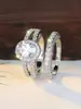Venda Quente Transfronteiriça Anel de Combinação com Diamante Principal em Formato de Ovo de Ganso Camada Dupla Totalmente Cravejado Anel Empilhável Destacável
