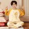 Pijama infantil, algodón puro, conjunto fino de manga larga, nuevo modelo 2026, para niños, estilo caricatura, para niños grandes, ropa de aire acondicionado, se puede usar afuera