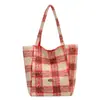 Moda Otoñal Cuadros Retro Bolso de Hombro Estilo Coreano Bolso Tote de Gran Capacidad Bolso de Moda Bolso de Mano para Viajero