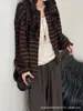 Cárdigan de punto casual a rayas, cuello redondo, botones al frente, manga larga, estilo coreano para mujer, nueva colección principios de otoño 2026, corte holgado, favorecedor y adelgazante