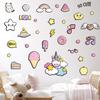Pegatinas de Postre de Unicornio de Verano Pegatina Decorativa Pintura para Fondo de Pared de Dormitorio Infantil Sala de Estar
