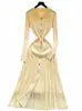 Vestido largo de punto simple transfronterizo de Amazon para mujer, otoño, cuello solapa, corte ajustado, elegante, para mujer madura, vestido largo