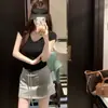 2026 Verão Novo Estilo Coreano Casual Versátil Cor Sólida Forro Cordão Cintura Alta Linha A Saia Curta Saia Roupas Femininas