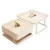 Nuevo Juego de Mesa de Centro de Rocas Blancas Estilo Crema 2026, Lujo Ligero para Salas de Estar Pequeñas, Mesa Moderna Sencilla Famosa en Internet