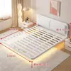 Cama flutuante moderna minimalista com estrutura de aço e cabeceira, sem odor, adequada para pousadas, camas de casal em hotéis e apartamentos, cama de solteiro espessa