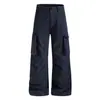 Calça cargo de perna larga reta, modelagem solta, outlet de fábrica