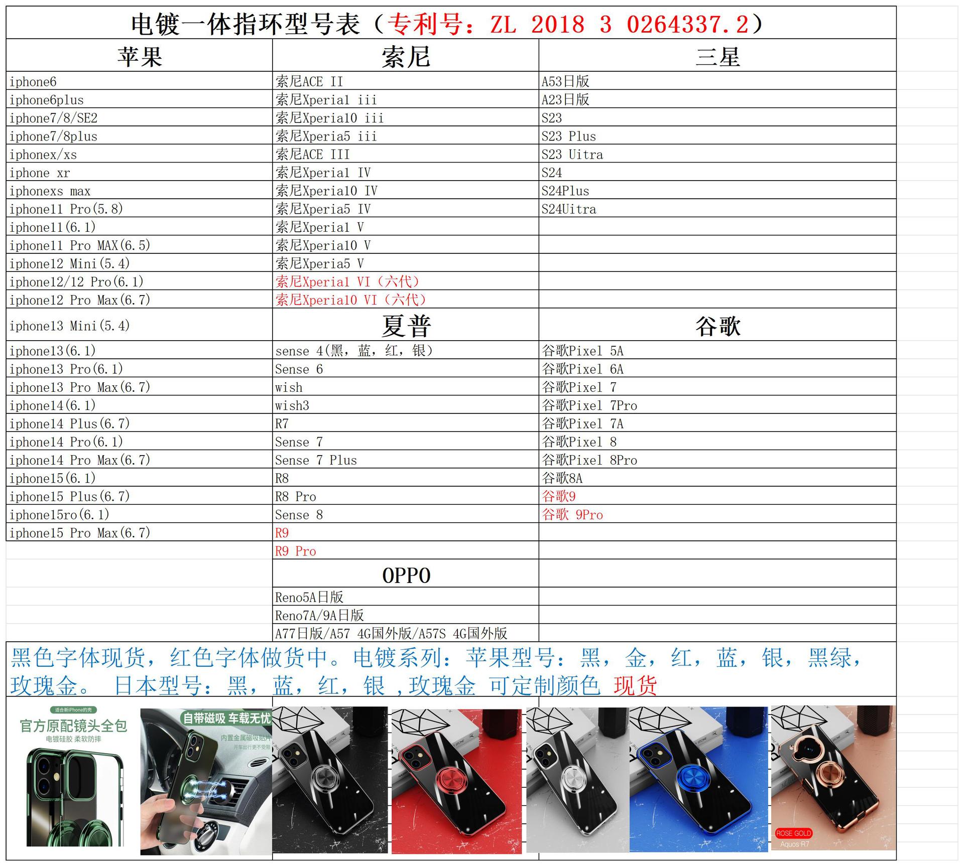 爱卡诺产品报价表_电镀透明车载磁吸型号表