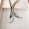 Pendientes Europeos y Americanos de Nueva Moda con Textura de Concha Cóncava Plana Cadena de Lana para Collar de Oro Real Chapado en Cobre de Alta Gama Lujo Ligero