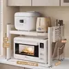 Estante de niveles para horno de microondas, encimera de cocina, almacenamiento de especias, multifuncional, para el hogar, estante para olla arrocera y horno