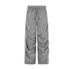 Magic Bear Nova Calça Esportiva Listrada Retro Americana com Três Listras, Calça Paraquedista Plissada Solta de Perna Larga Longa