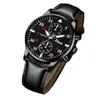2026 Moda de Venta Caliente Transfronteriza Reloj de Correa de Cuero Decorativo Hombres Falso Doble Ojo Negocios Reloj de Cuarzo Conjunto de Joyería Cruzada