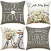Chegada Nova da Amazon Capa de Almofada Estampada com Flores para Plantio Primavera Decoração Simples para Interior Almofada de Sofá Conjunto Almofada de Carro