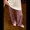 Pantalones de pijama de pierna ancha con estampado de leopardo de diseño estilo americano para mujer, nuevos pantalones largos rectos de pierna ancha y caída alta de verano, pantalones para estar en casa