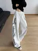 Pantalones de pierna ancha estilo perezoso de peso pesado para otoño para hombres y mujeres, pantalones casuales deportivos de baile callejero, hoja curva azul Klein americano