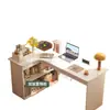 Mesa de Canto para Computador Estilo Creme Estante Mesa de Estudo Integrada Cômoda de Quarto Mesa para Casa Dois em Um Gabinete