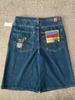 2026 Verano Nuevo Transfronterizo Estilo Americano Marca de Moda Vintage Lavado Desgastado Holgado Pantalones Cortos de Mezclilla para Hombre con Estampado de Letras