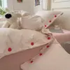 Conjunto de Quatro Peças Jacquard Tingido em Fio Lavado com Botões Coloridos, Listrado, Estilo Minimalista de Peso Elevado, Novo 2026