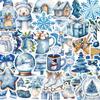 50 adesivos azuis de inverno desenhos animados ins atmosfera DIY mão conta ipad celular computador decoração adesivos à prova d'água