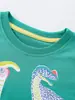 Fornecimento Transfronteiriço Camiseta Infantil de Manga Curta Coleção Primavera/Verão 26ª com Estampa de Dinossauro Desenho Animado, Camiseta Básica Masculina Gola Redonda
