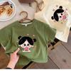 Tops de Verão de Algodão Puro para Crianças Novo Estilo Meninas Bebê Estampadas Camisetas de Manga Curta Estiloso e Fofo Desenho Animado Estilo de Verão Infantil