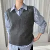 Chaleco de Punto de Invierno con Cuello en V de Cachemira para Mujer, Chaleco Trenzado en Capas, Versátil Chaleco Sencillo Estilo Coreano Top de Cachemira