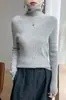 Suéter con diseño de capa interior plisada, suéter de punto, cuello alto cómodo, elegante para otoño e invierno, diseño apilado de una sola pieza, súper elástico, gris