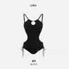 Nuevo Traje de Baño Sexy de una Pieza Triángulo Espalda Descubierta Color Sólido 2026 para Mujer, Cubre Abdomen y Adelgazante, para Vacaciones en la Playa y Aguas Termales
