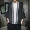 Estilo chinês dos homens bordado Hanfu japonês Kimono Feather Woven Cardigan Jacket Estilo antigo Ukiyo-e Traje antigo Robe Manto