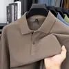 26 Estilos Nuevos de Polos de Manga Larga para Hombre de Algodón Puro, Moda Otoñal Versátil con Cuello de Color Sólido Camisetas de Manga Larga para Hombre de Algodón