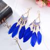 Pendientes de plumas transfronterizos Bohemianos largos con gancho para la oreja personalidad accesorios de turismo de Yunnan joyería retro una generación de cabello