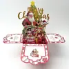 Tarjeta de felicitación transfronteriza con un toque de alta gama, Tarjeta caja pop-up 3D de Santa Claus y renos, Regalo para fiesta de Navidad
