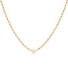 Aogu Moda Transfronteriza Europea y Americana Simple Chapado en Oro Real Collar de Acero de Titanio con Perlas para Mujer Joyería Versátil Elegante de Nicho Ins