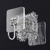 Gancho com adesivo forte, sem necessidade de furar, adesivo de parede resistente para cozinha, ideal para objetos pesados. Gancho adesivo transparente de aço inoxidável sem marcas.