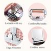 Estojo de maquiagem portátil de liga de alumínio ABS com padrão de diamante, espelho, bandeja, porta-esmalte, caixa de armazenamento de grande capacidade, venda quente transfronteiriça