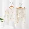 Conjunto de Ropa de Otoño para Bebé y Pantalones Largos Tipo Algodón Puro Ropa Interior para Recién Nacidos Abierto de Velcro Traje de Monje para Bebé Conjunto de Dos Piezas