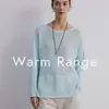 Hong Kong e American Apparel/2026 Primavera Cedo Malha de Mistura de Linho Gola Redonda Manga Longa Camiseta Tricô Proteção Solar Vazado Top Cover-Up para Mulheres