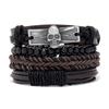 Pulsera de Cuero Trenzada de Múltiples Capas con Alas Punk Retro Transfronterizas, Conjunto de Amistad de 8 Palabras, Pulsera de Cuero de Venta Caliente Europea y Americana