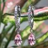 Huitan fornecimento transfronteiriço europeu e americano requintado gota de água em forma de pêra zircão brincos femininos cobre banhado a platina curto elegante brincos