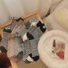 Meias Grossas Femininas para Outono e Inverno, até a Panturrilha, com Forro de Lã, Meias Quentes Espessadas para Casa, Pós-parto, Meias de Chão Listradas de Inverno, Meias de Fio