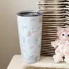 Caneca Térmica Fofa de Filhote, Grande Capacidade, Alto Valor Estético, Modelo Novo Aço Inoxidável 304 Portátil com Canudo para Café