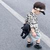 Verão 2025 para Meninos Nova Roupa Infantil de Manga Curta Verão Meninos Bonitos e Elegantes Camisa de Flor de Verão Estampa Total Moda