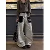 Pantalones vaqueros de pierna recta holgados unisex de nicho con estampado de leopardo en el bolsillo delantero, diseño retro americano de moda, para primavera/verano