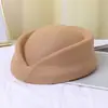 Sombrero de azafata estilo Hepburn francés, boina lisa, bombín de lana para presentaciones en recepción, sombrero elegante vintage para salidas