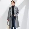 Otoño e Invierno 100% Lana Cuello en V Grande Corte Ajustado Elegante y de Moda Ropa de Abrigo de Lana Doble Cara Chaqueta de Traje de Lana