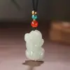 Montanha Putuo Transporte Pingente Pixiu Jade Hetian Botão de Paz Colar Jade Branco Ano do Dragão 2024 Resolver