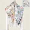 Nuevo pañuelo cuadrado de 90 cm con estampado a juego en ambos lados y colores contrastantes, sarga de espiga, bordes enrollados a mano, bufanda chal para mujer, estilo transfronterizo europeo y americano