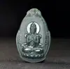 Jade Hetian de Xinjiang Zafiro Verde Torre Primera Calidad Material Fino Cuatro Brazos Guanyin Colgante de Paisaje para Hombres y Mujeres Colgante de Jade